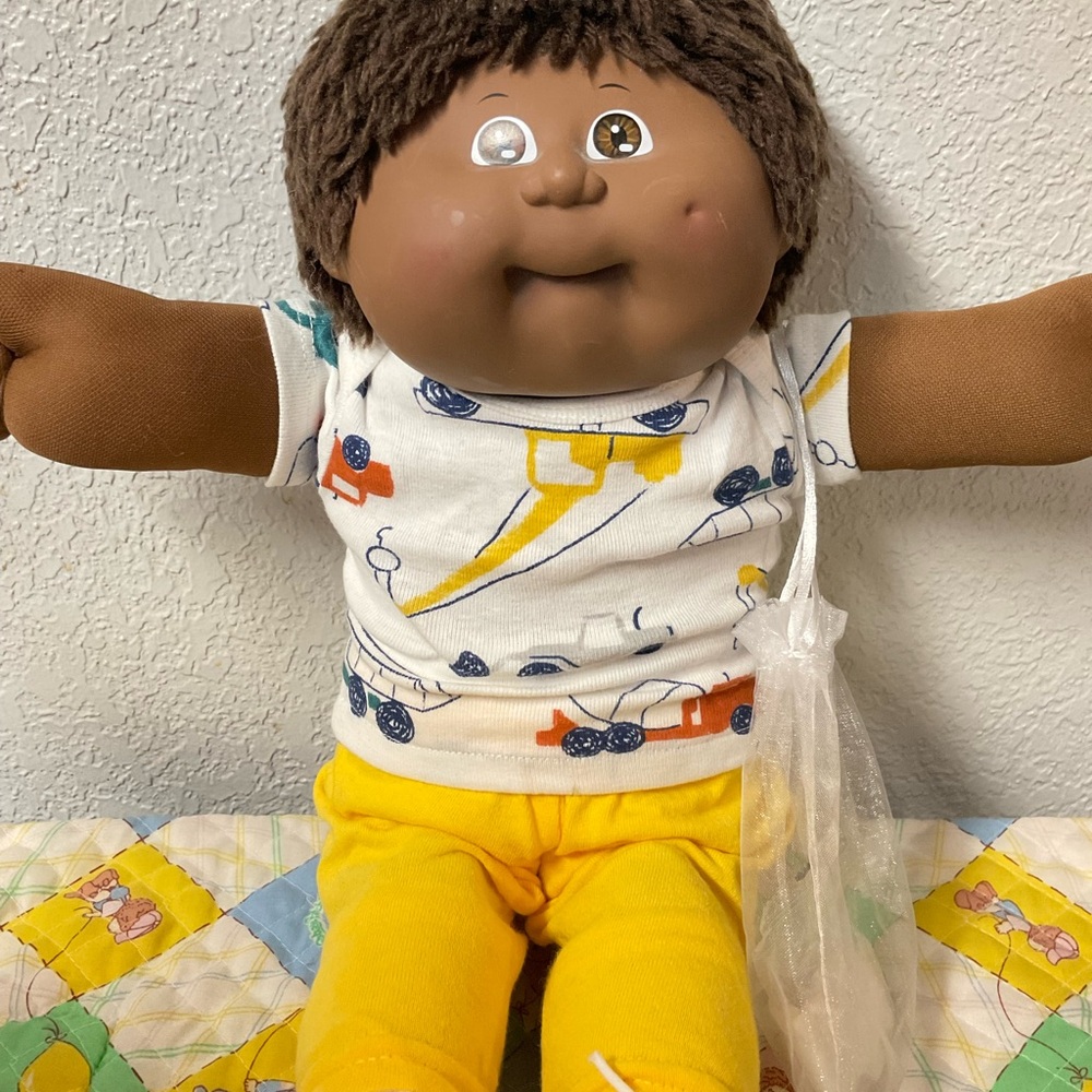 RARE VTG Cabbage Patch Kid AA Boy Fuzzy Brown Hair IC6-Taiwan HM#8  1986